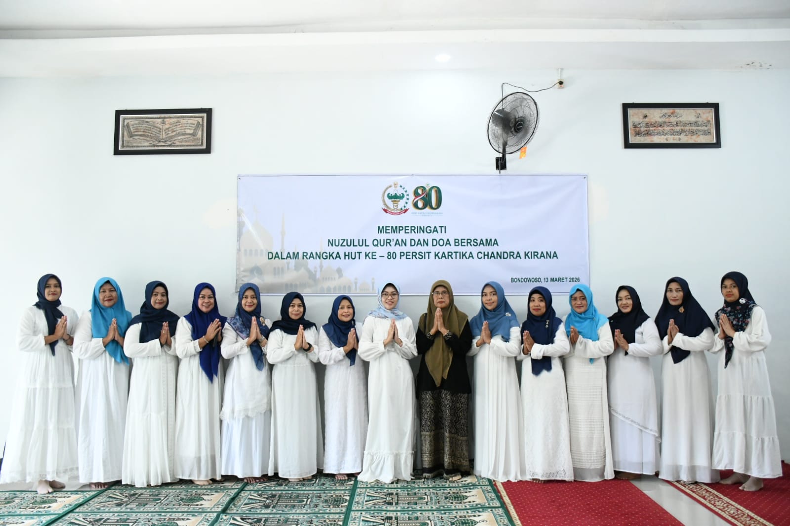 Persit KCK Cabang XXXVI Kodim 0822 Bondowoso Gelar Peringatan Nuzulul Qur’an dan Doa Bersama HUT ke-80 Persit